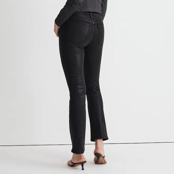 Madewell Kick Out Crop Jeans True Black Wash Coated Edition Size 33 NWT - Picture 2 of 12